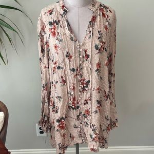 pink floral blouse